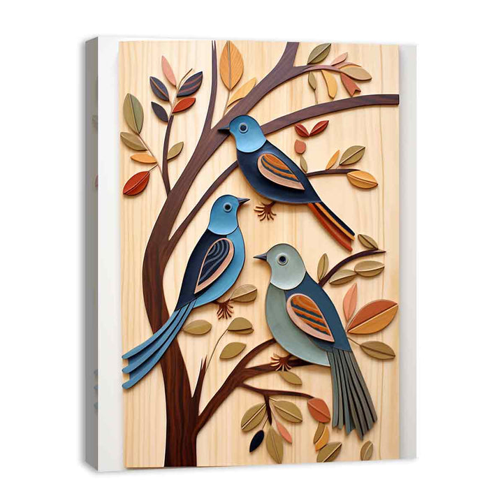 Modern Birds Wood Art Painting
