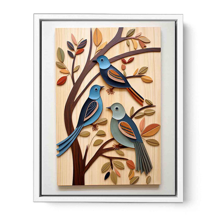 Modern Birds Wood Art Painting