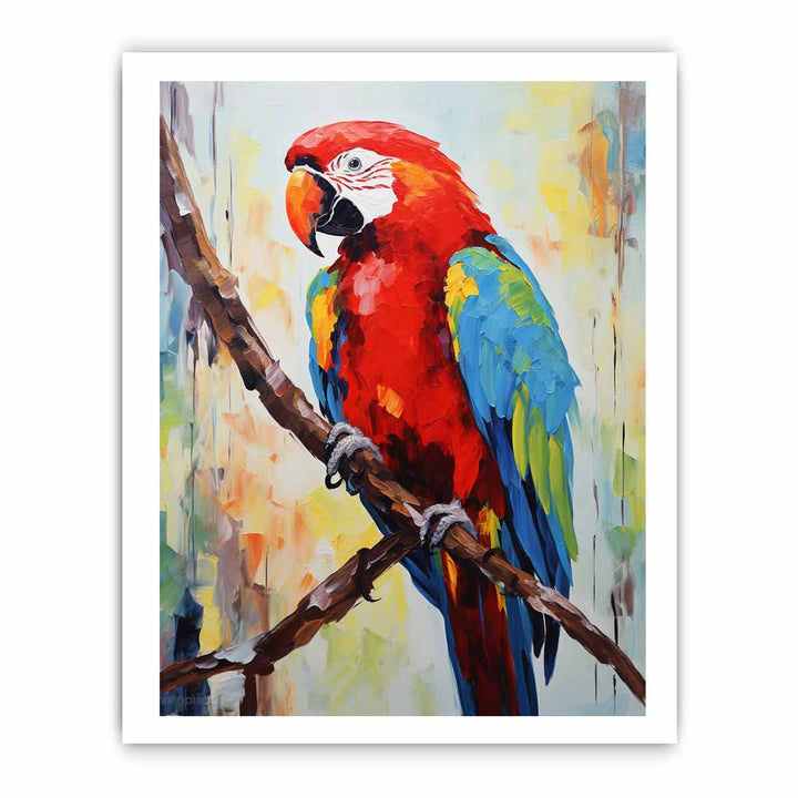 Red Parrot Modern Art Painting