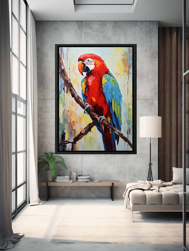 Red Parrot Modern Art Painting