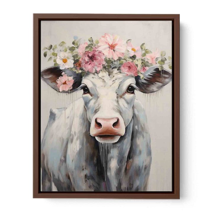 Modern Cow Flower Art Painting