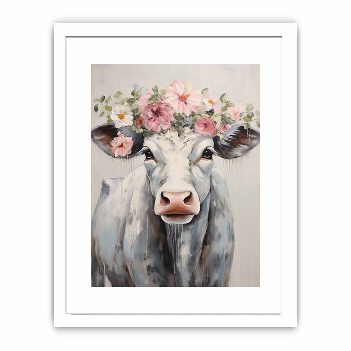 Modern Cow Flower Art Painting