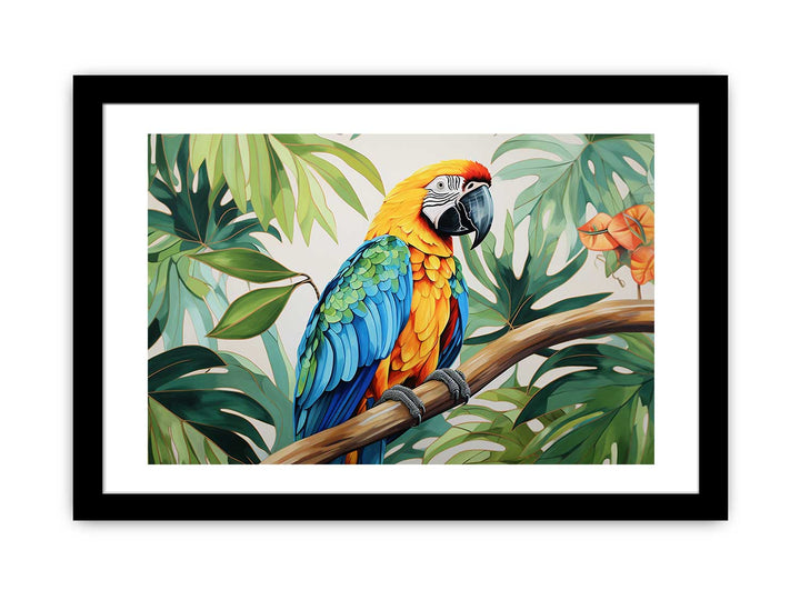 Modern Parrot Leaf Wood Art Painting