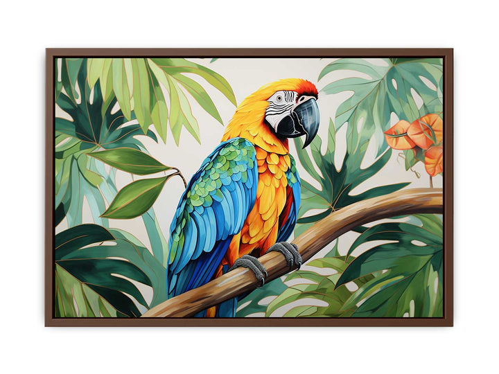 Modern Parrot Leaf Wood Art Painting