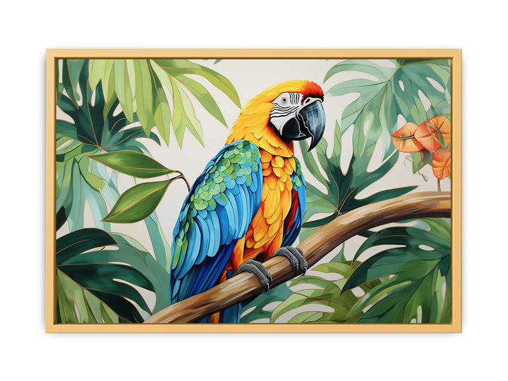 Modern Parrot Leaf Wood Art Painting