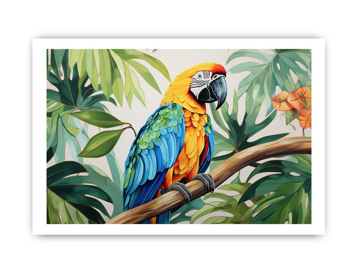 Modern Parrot Leaf Wood Art Painting