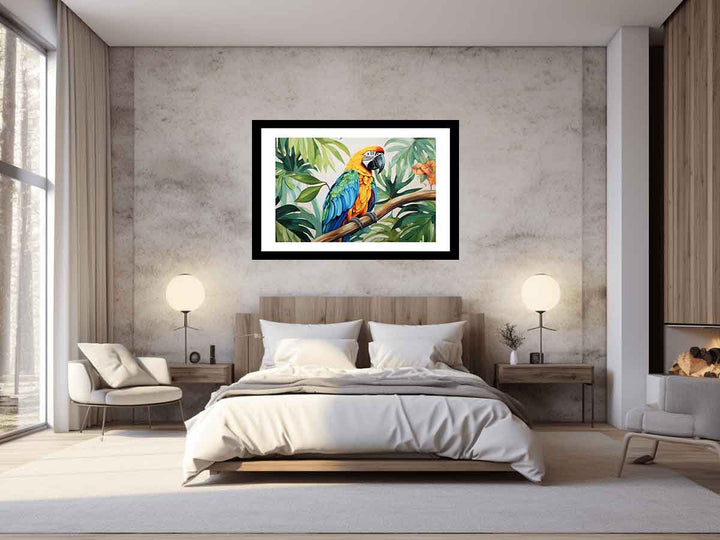 Modern Parrot Leaf Wood Art Painting