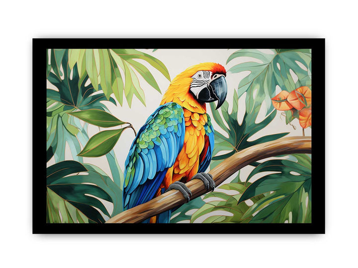 Modern Parrot Leaf Wood Art Painting