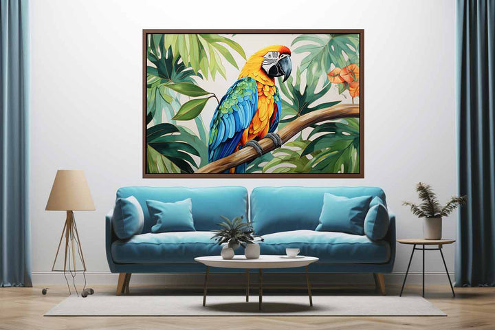 Modern Parrot Leaf Wood Art Painting