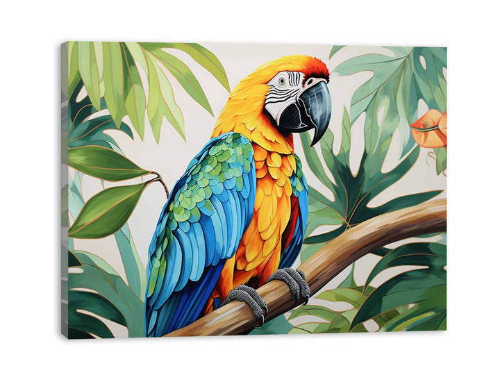 Modern Parrot Leaf Wood Art Painting