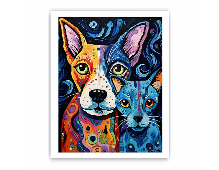 Modern Two Dog Art Painting