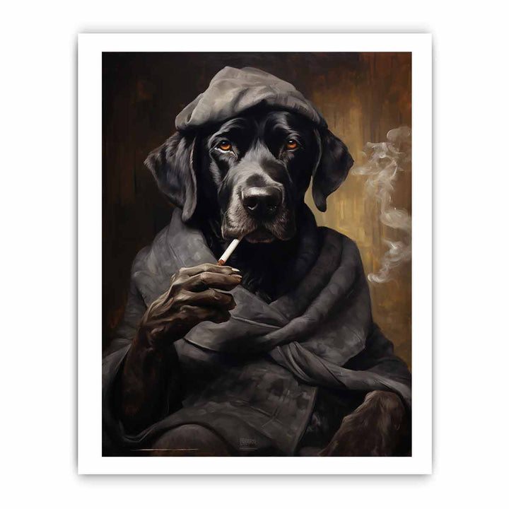 Black Dog Smoke Modern Art Painting