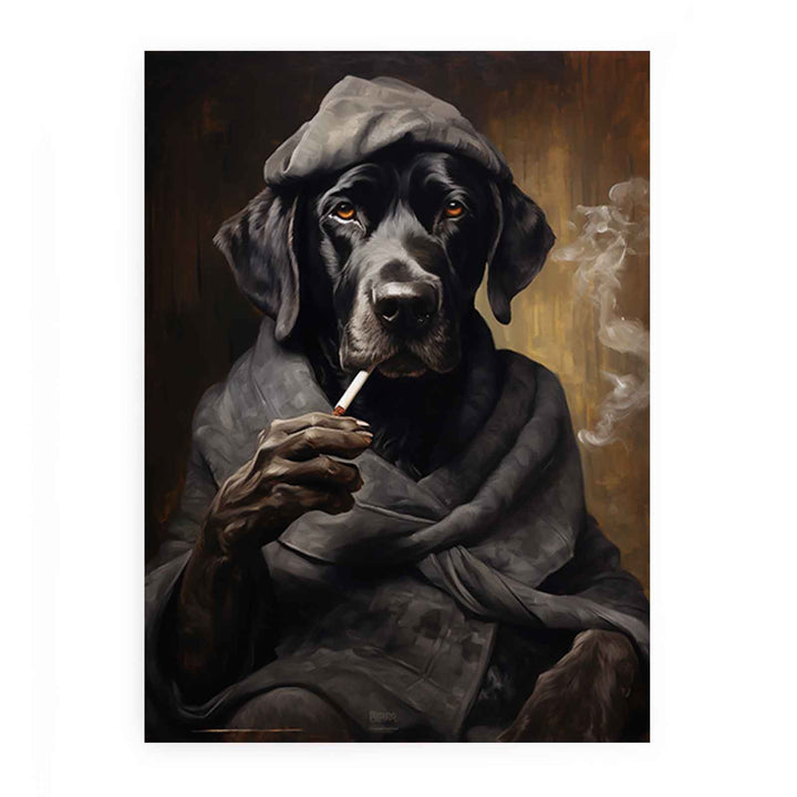 Black Dog Smoke Modern Art Painting