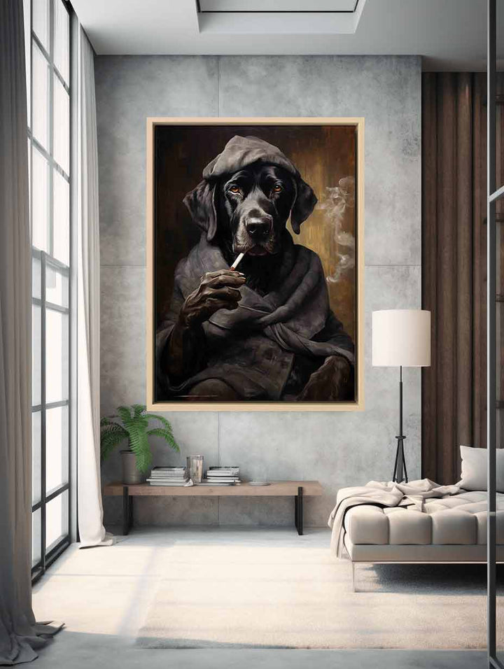 Black Dog Smoke Modern Art Painting