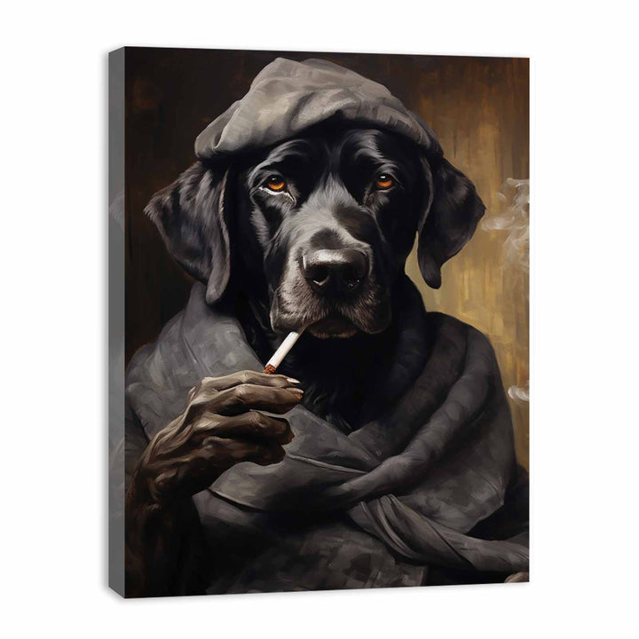 Black Dog Smoke Modern Art Painting