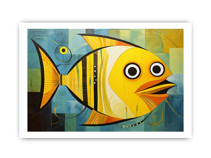 Modern Yellow Fish Art Painting