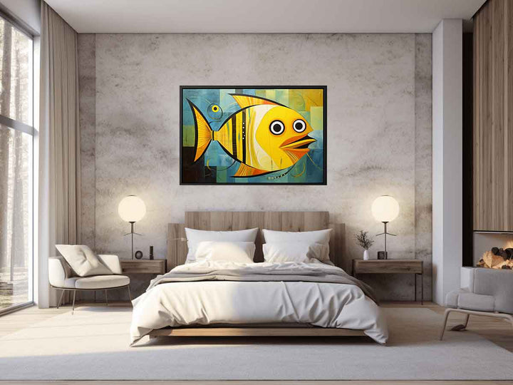 Modern Yellow Fish Art Painting