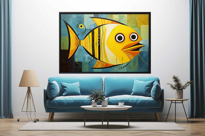 Modern Yellow Fish Art Painting