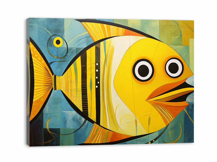 Modern Yellow Fish Art Painting