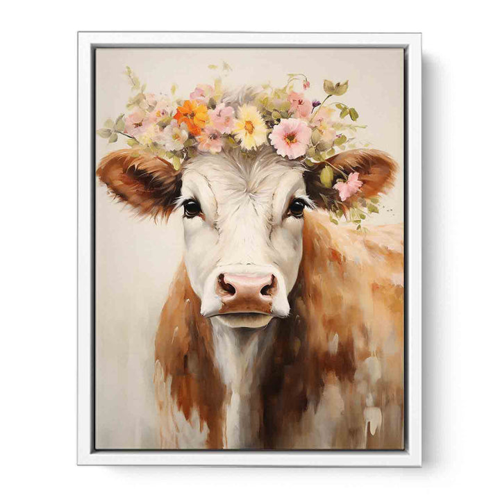 Modern Art Painting Brown Cow  Canvas Print