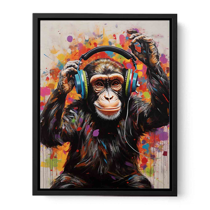 Modern Art Painting Monkey Red Black  