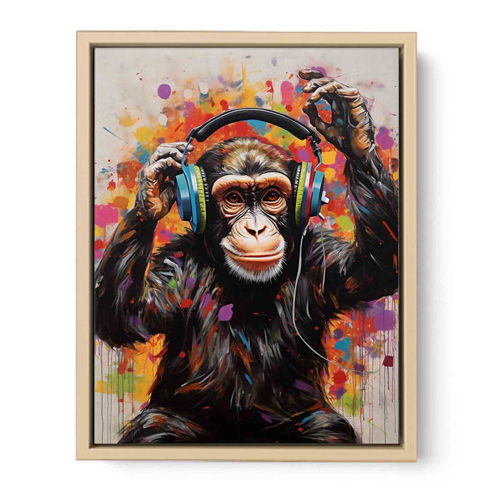 Modern Art Painting Monkey Red Black  Framed Print