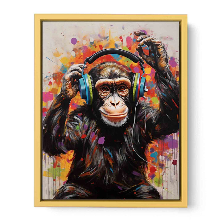 Modern Art Painting Monkey Red Black   Poster