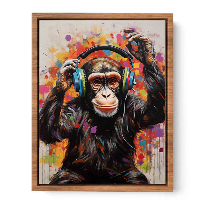 Modern Art Painting Monkey Red Black  