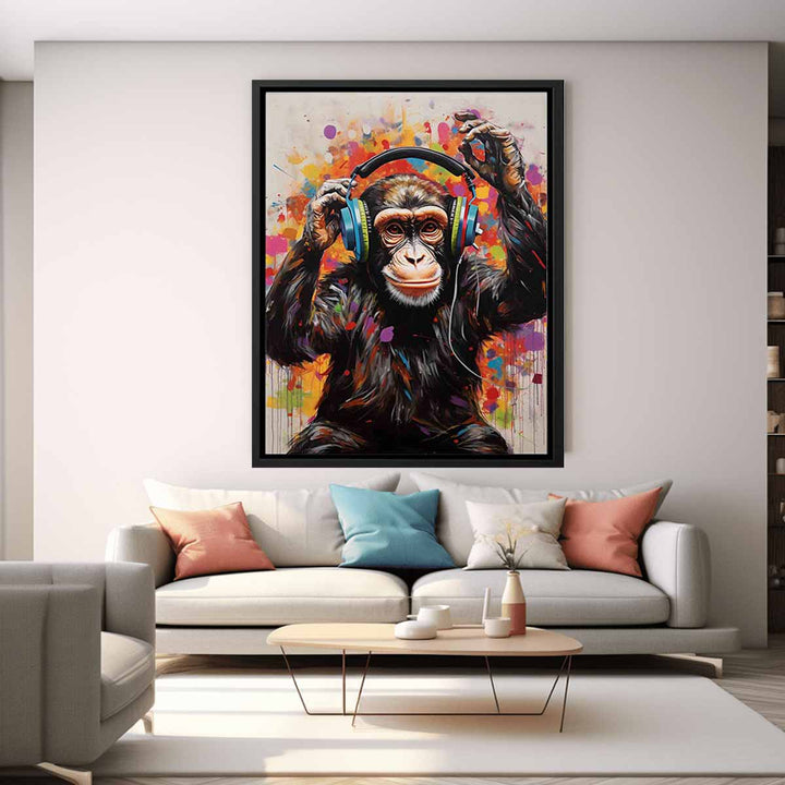 Modern Art Painting Monkey Red Black  