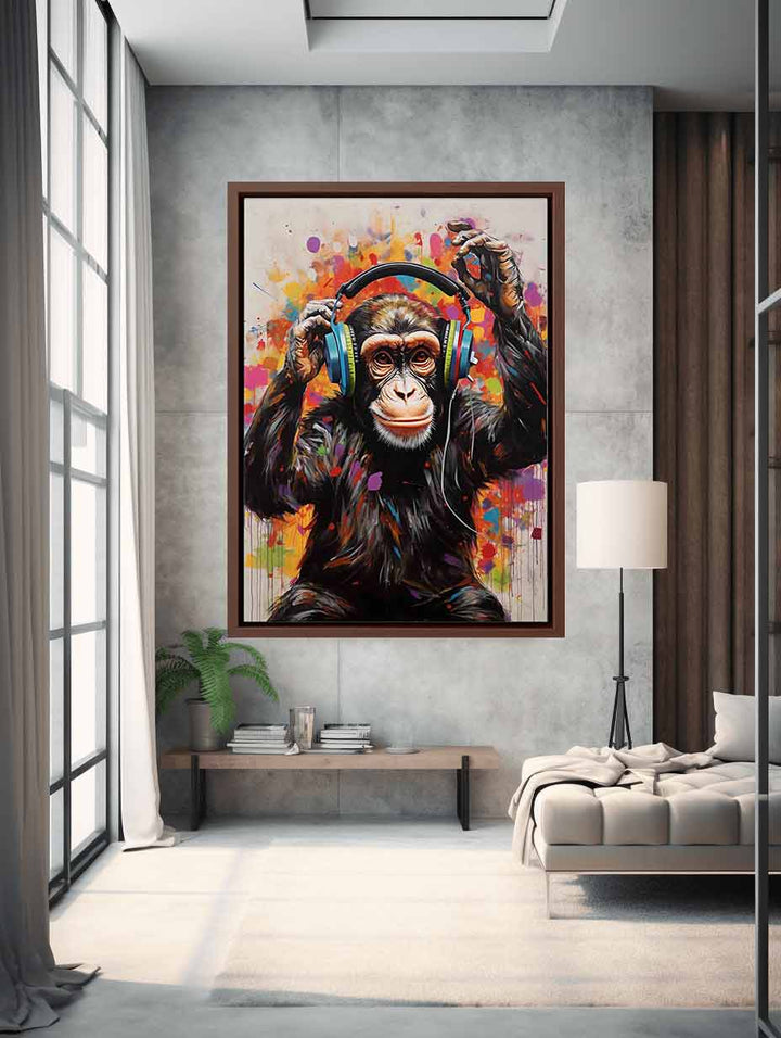 Modern Art Painting Monkey Red Black  