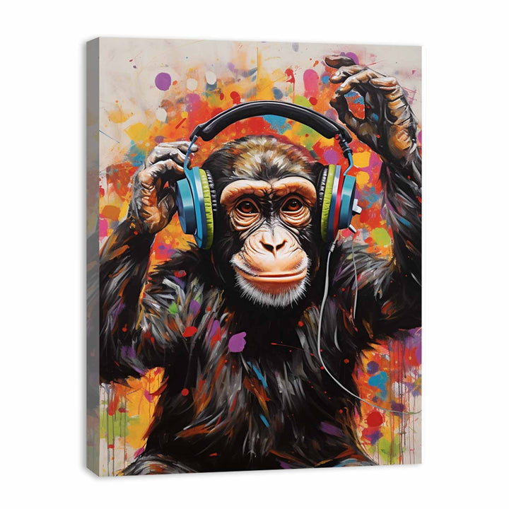 Modern Art Painting Monkey Red Black  