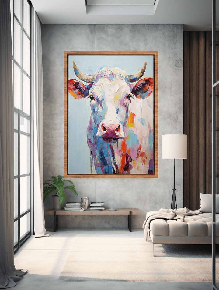 Modern Art Painting White Cow