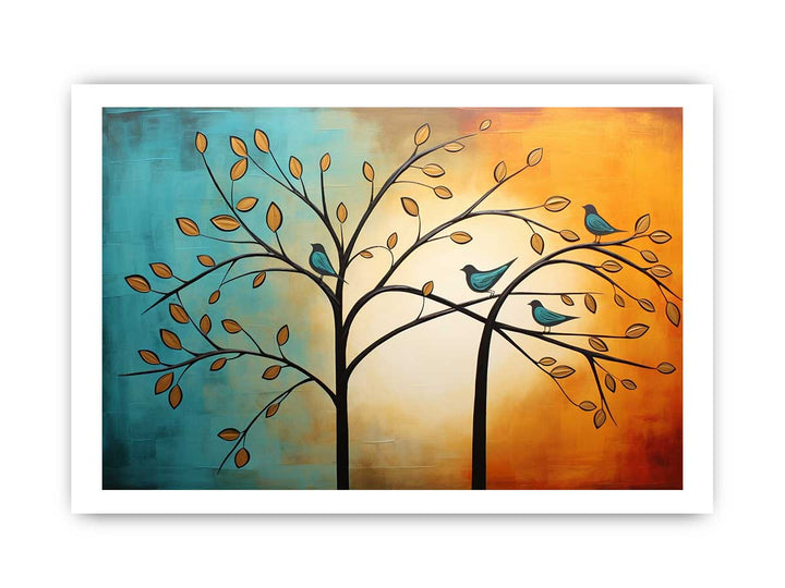 Modern Four Bird Art Painting