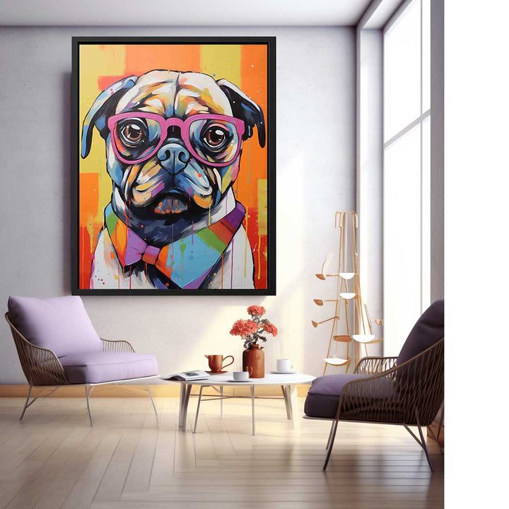 Modern Art Painting Pug Goggles Glass  