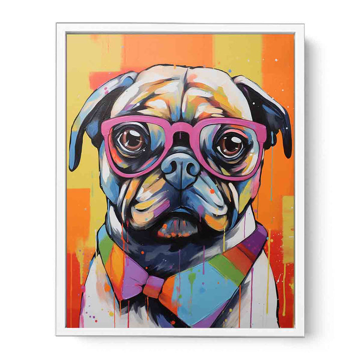 Modern Art Painting Pug Goggles Glass  Canvas Print