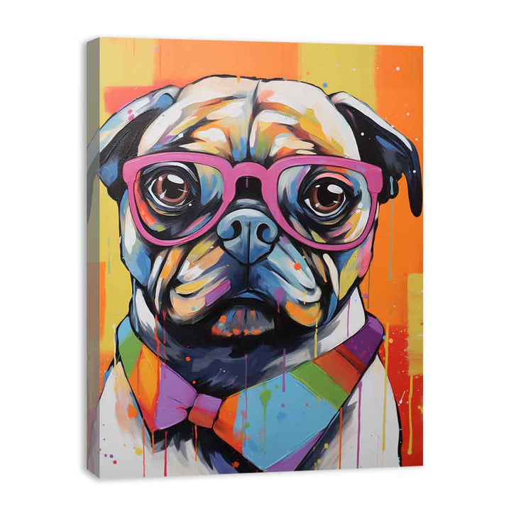 Modern Art Painting Pug Goggles Glass  