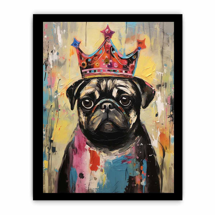 Modern Pug Black Dog Art Painting