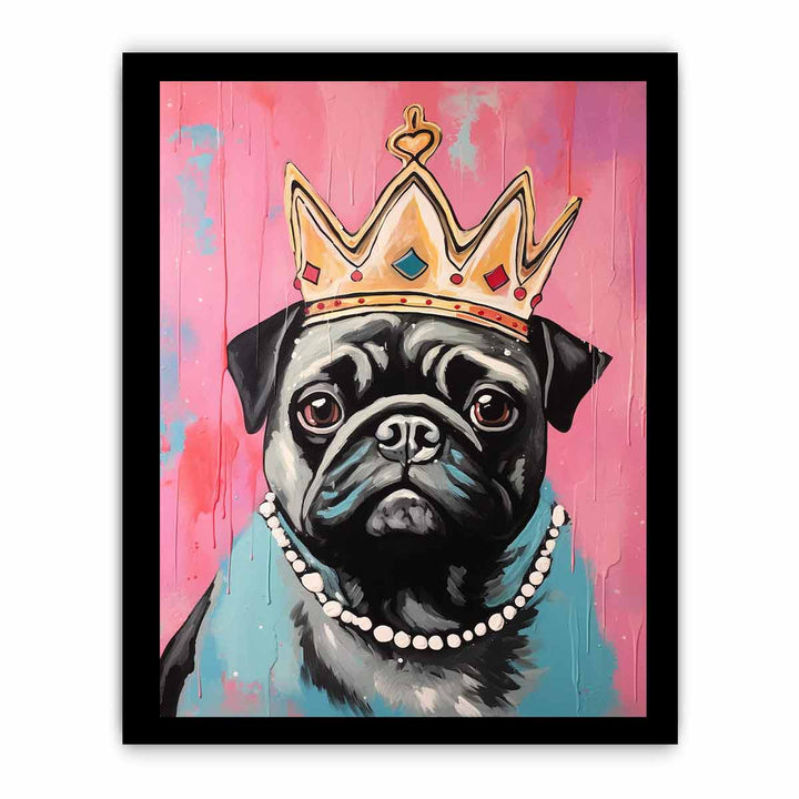 Modern Crown Pug Art Painting