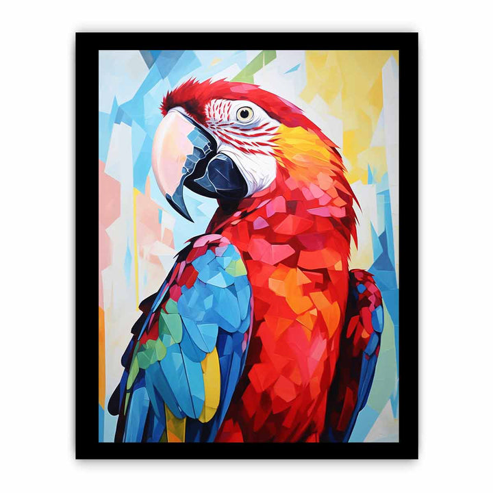 Red Blue Parrot Modern Art Painting