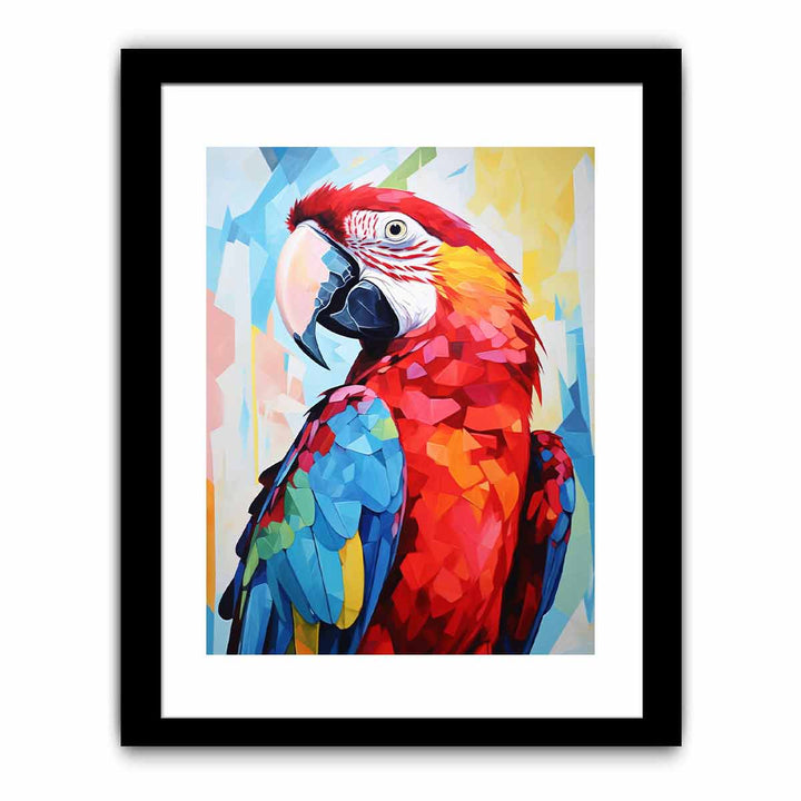 Red Blue Parrot Modern Art Painting