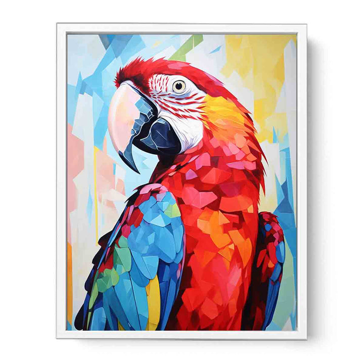 Red Blue Parrot Modern Art Painting