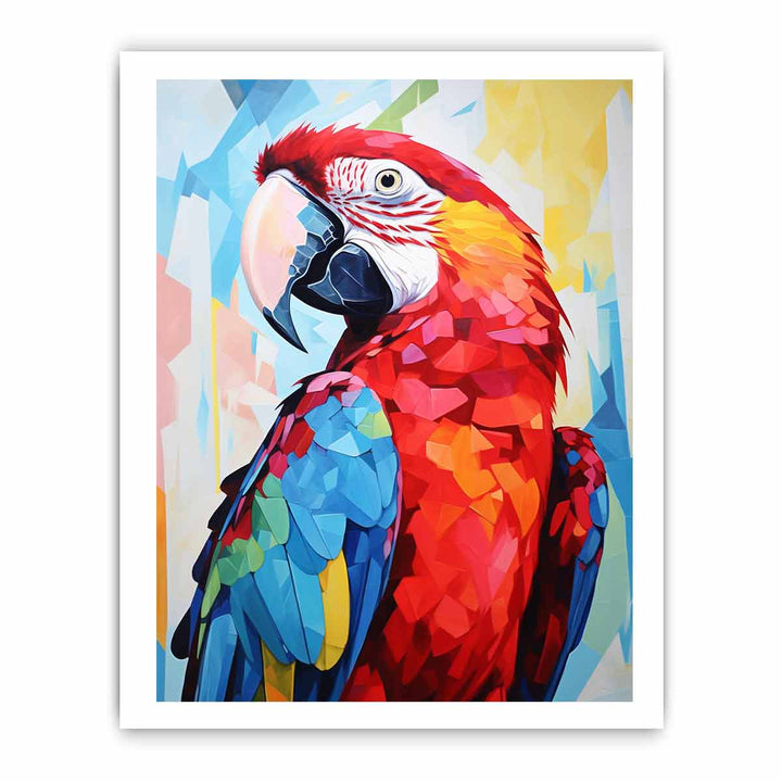 Red Blue Parrot Modern Art Painting