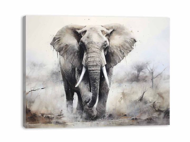 Modern Grey Elephant Art Painting