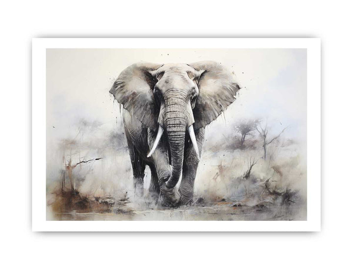 Modern Grey Elephant Art Painting