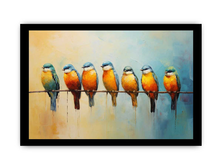 Modern Flower Bird Branches Art Painting