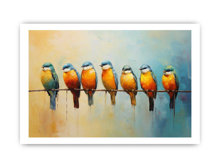 Modern Flower Bird Branches Art Painting