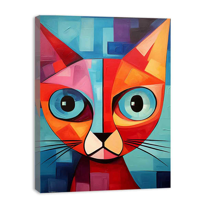 Modern Red Cat Art Painting