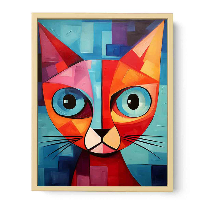 Modern Red Cat Art Painting