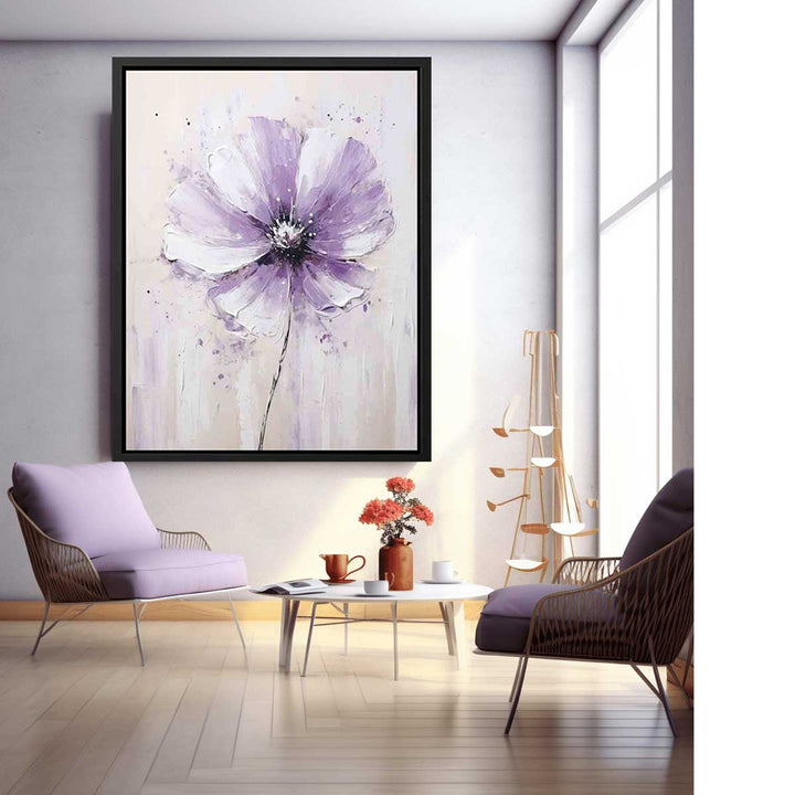 Flower White Purple Art Painting  