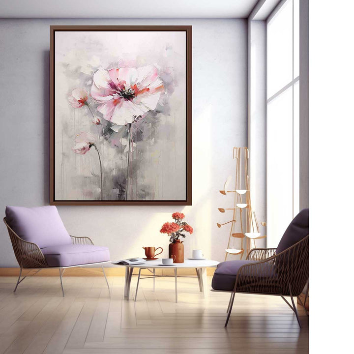 Flower Art Painting White Pink